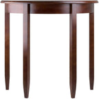 Furnifact Solid Wood Half Moon Table in Antique Walnut Finish, Elegant Small Entryway Table with Half Round Shape for Hallways, Or Living Rooms