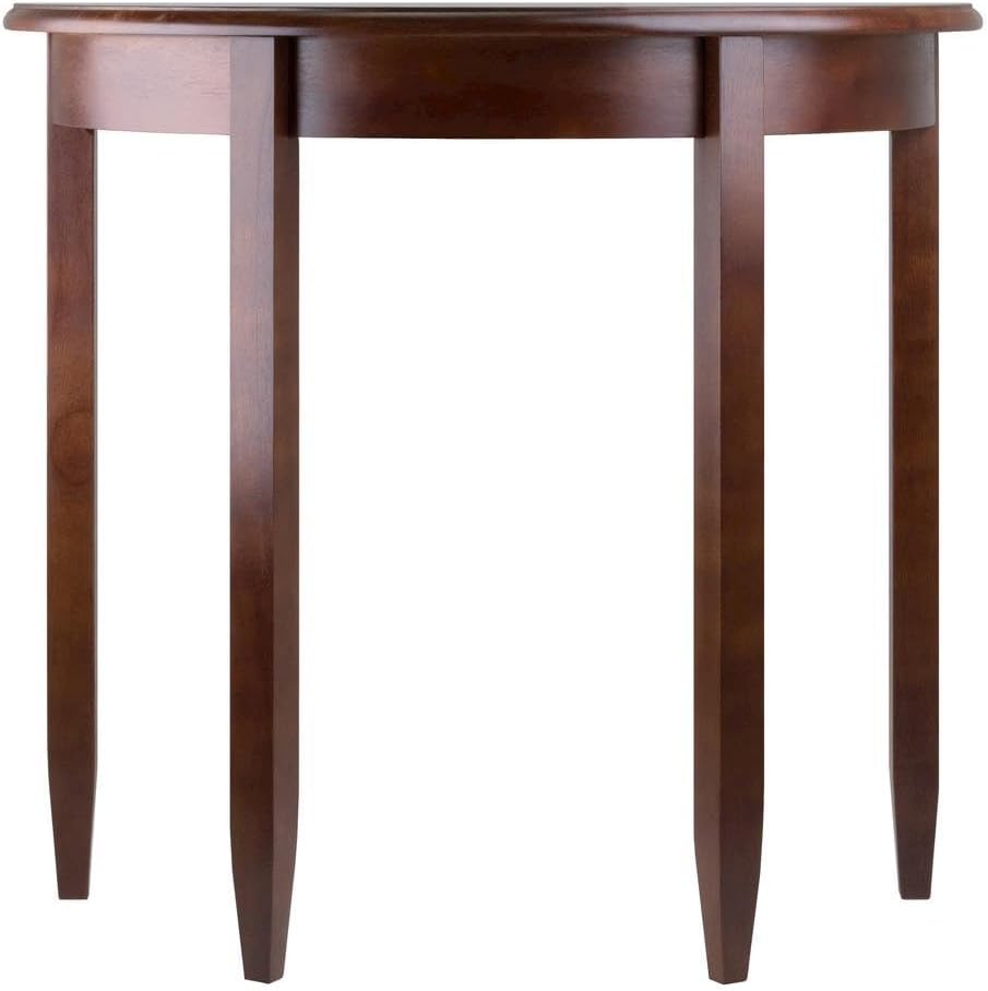 Furnifact Solid Wood Half Moon Table in Antique Walnut Finish, Elegant Small Entryway Table with Half Round Shape for Hallways, Or Living Rooms