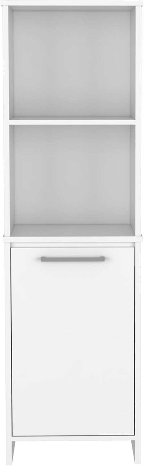 Kitchen Pantry Feery, Single Door Cabinet, Interior and External Shelves, White Finish