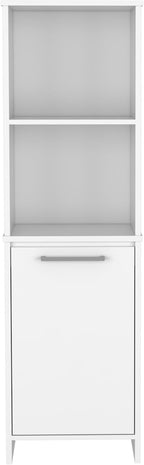 Kitchen Pantry Feery, Single Door Cabinet, Interior and External Shelves, White Finish