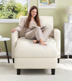 Welzona Sofa Accent Chair with Ottoman, 33" Teddy Reading Chair and Ottoman | Comfy Teddy Fabric, Tool-free Setup, Washable Covers, All-wood Chair and Ottoman Sets for Living Room, Bedroom, Beige