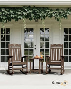 Outdoor Rocking Chair, HDPE Patio Rocking Chair, All Weather,Brown | Relax in Gentle Rock,Create Comfort Everywhere,Enjoy Your Me Time,Withstand Changing Seasons,Wood Look with Low Maintenance