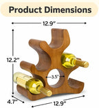 Wooden Wine Rack – Countertop & Freestanding Display – Holds 6 Bottles, Wall-Mountable, Elegant Curved Wine Storage (Brown)
