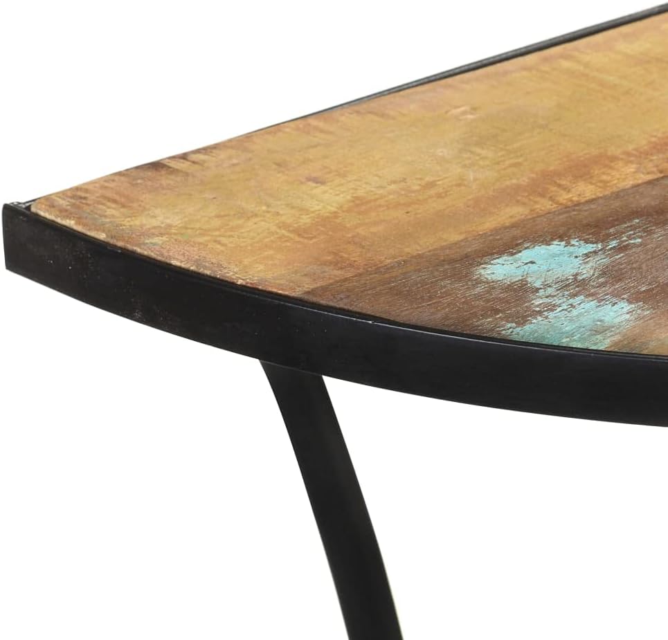 Side Table Mixed Color Finish Solid Reclaimed Wood Medium Durable Living Room End Table