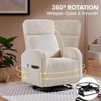Yaheetech 360° Swivel Nursing Chair with Side Pockets, Beige