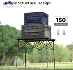 Byliable Folding Camping Table, Portable Aluminum Adjustable Height, Black | Roll-Up Camp Lightweight table with Carry Bag, 9 lb Weight, 21.7"-29.5" Height, Outdoor for Camping, Picnic and BBQ