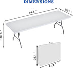 8FT Folding Tables – Heavy Duty Portable Foldable Picnic Table with Built-in Handle, 450 lb Capacity – Ideal for Events, Parties, Crafts, Camping & Dining (10-Pack, White)