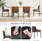 MALOL Leather Dining Chairs Set of 4, Modern Upholstered Dining Room Kitchen Chairs with Metal Legs and Wooden Back Support for Home Dining Room/Restaurant, Black