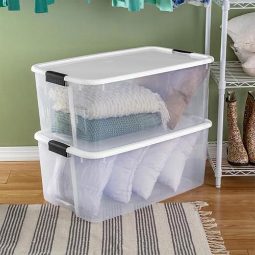 Sterilite Ultra Latch Box with Lids for Home and Office, 116 Quart, 8-Pack | Heavy-Duty and Stackable Plastic Containers with Latches for Closet, Cabinet, Bedroom, Bathroom and Dorm Room Organization
