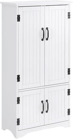 Farmhouse Kitchen Pantry Cabinet, 48.5" Tall Storage Organizer, White Cupboard
