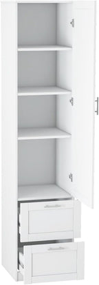 White Pantry Cabinet with Door and 2 Drawers, 70.87" Tall Freestanding Kitchen Storage Cabinet with Adjustable Shelves for Kitchen, Dining Room, Living Room