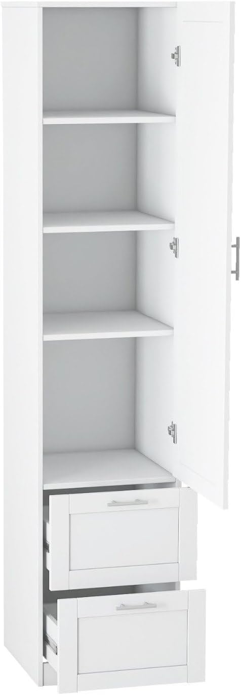 White Pantry Cabinet with Door and 2 Drawers, 70.87" Tall Freestanding Kitchen Storage Cabinet with Adjustable Shelves for Kitchen, Dining Room, Living Room