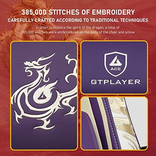 GTPLAYER Gaming Chair with Bluetooth Speakers and Footrest, Dragon Series Video Game Chair, Heavy Duty Ergonomic Chair Esports Gaming Chair, Computer Office Desk Chair (Purple)