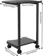 Portable Mobile Desk Side Table with Wheels, C Shaped White End Table for Bedrooms, Living Rooms, Offices, Reception Rooms, Panda Shaped Desktop