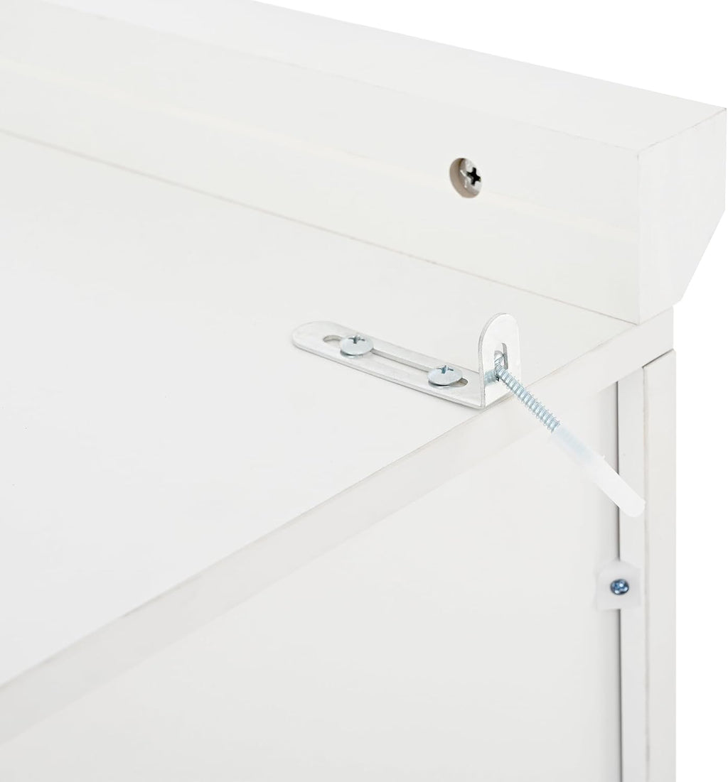 71" Kitchen Pantry Storage Cabinet, Freestanding Farmhouse Pantry Cabinet with 4 Doors, 2 Door Shelves, 8 Pull-Out Trays and Adjustable Shelf for Kitchen, Dining Room (White)