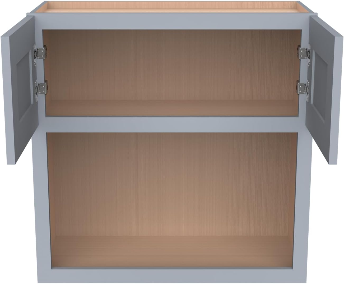 Solid Wood Shaker Wall Cabinet for Microwave – Space-Saving RTA with Open Shelves, Perfect Kitchen Pantry Storage & Durable Wall-Mounted Organizer (SK-Grey, 30" W x 24" D x 36" H)