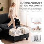 Ihanherry 139" Oversized V-Shaped Modular Sectional Couch, 9-Seater Cloud Sofa with Corner & Movable Ottoman, Large Cushions, Chenille Deep Seat Living Room Furniture Set,Black