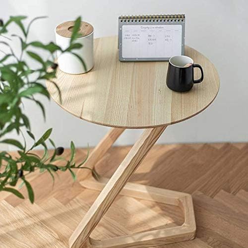 Telephone Table, Solid Wood Round Side Table/Telephone Rack,Save Space,Art Side Table,Bending Legs,2 Colors (Color:Wood,Size:23.6223.6225.59in)