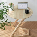 Telephone Table, Solid Wood Round Side Table/Telephone Rack,Save Space,Art Side Table,Bending Legs,2 Colors (Color:Wood,Size:23.6223.6225.59in)