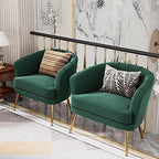 Andeworld Velvet Accent Chair, Barrel Armchair, Green | Velvet Upholstery, Golden Metal Legs, Comfy Barrel Back, Modern Style, Living Room Bedroom Office