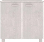 White Wooden Sideboard with 2 Doors, 33.5"x13.8"x31.5" Solid Pine Wood Storage Cabinet, Hamar Accent Buffet Credenza for Living Room, Dining Room and Hallway