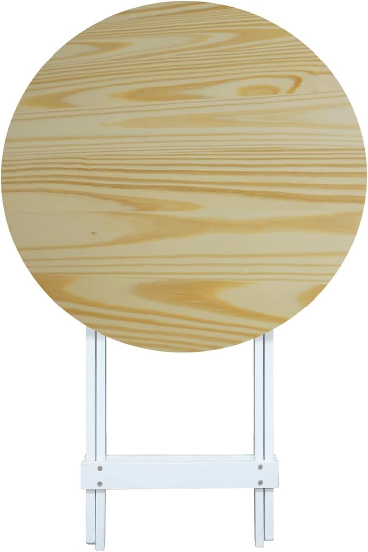 100% Solid Wood 23.5" W Round Folding Side Table for Dining, Patio, Living Room, No Assembly Required