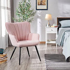 Yaheetech Accent Chair, Upholstered Armchair with Metal Legs, Pink | Linen Fabric Reading Chair, Modern and Elegant Side Chair for Living Room Bedroom Office Vanity Lounge Waiting Room