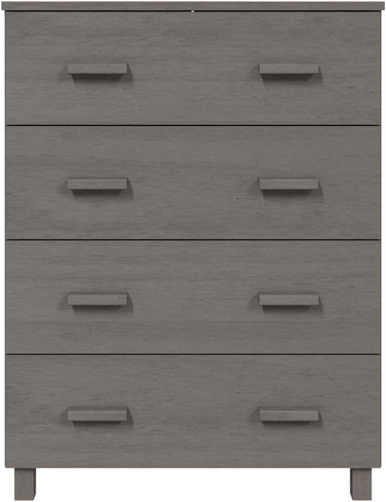 Modern Light Gray Sideboard with 4 Drawers Solid Pine Wood MDF Storage Cabinet for Living Room Dining Area Hallway Buffet Console