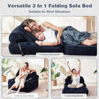Folding Futon Sleeper Sofa Bed Chair, No Assembly, Black 3 | Dual-layer flannel corduroy| Anti-collapse foam| Pillow and blanket included| Side pockets| Ergonomic for lounging
