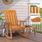 VINGLI Outdoor Rocking Chair, Heavy Duty 600 LBS Wooden Rocker, Teak(1PC) | High & Comfortable Backrest, Weatherproof Patio Rocker with Ergonomic Design, for Patio, Garden, Porch