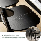 Dining Chairs, Kitchen Chairs, 100% Oak Solid Wood Modern Chair with Curved Backrest Kitchen & Dining Room Chairs Modern Chair for Living Room (Black, 4 Pack)