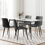 Dining Chairs Set of 4, Modern PU Leather Upholstered Dinner Chairs | Sturdy Metal Legs and Comfort Backrest, Armless Accent Side Chairs for Home Kitchen/Living Room/Restaurant (Dark Grey)