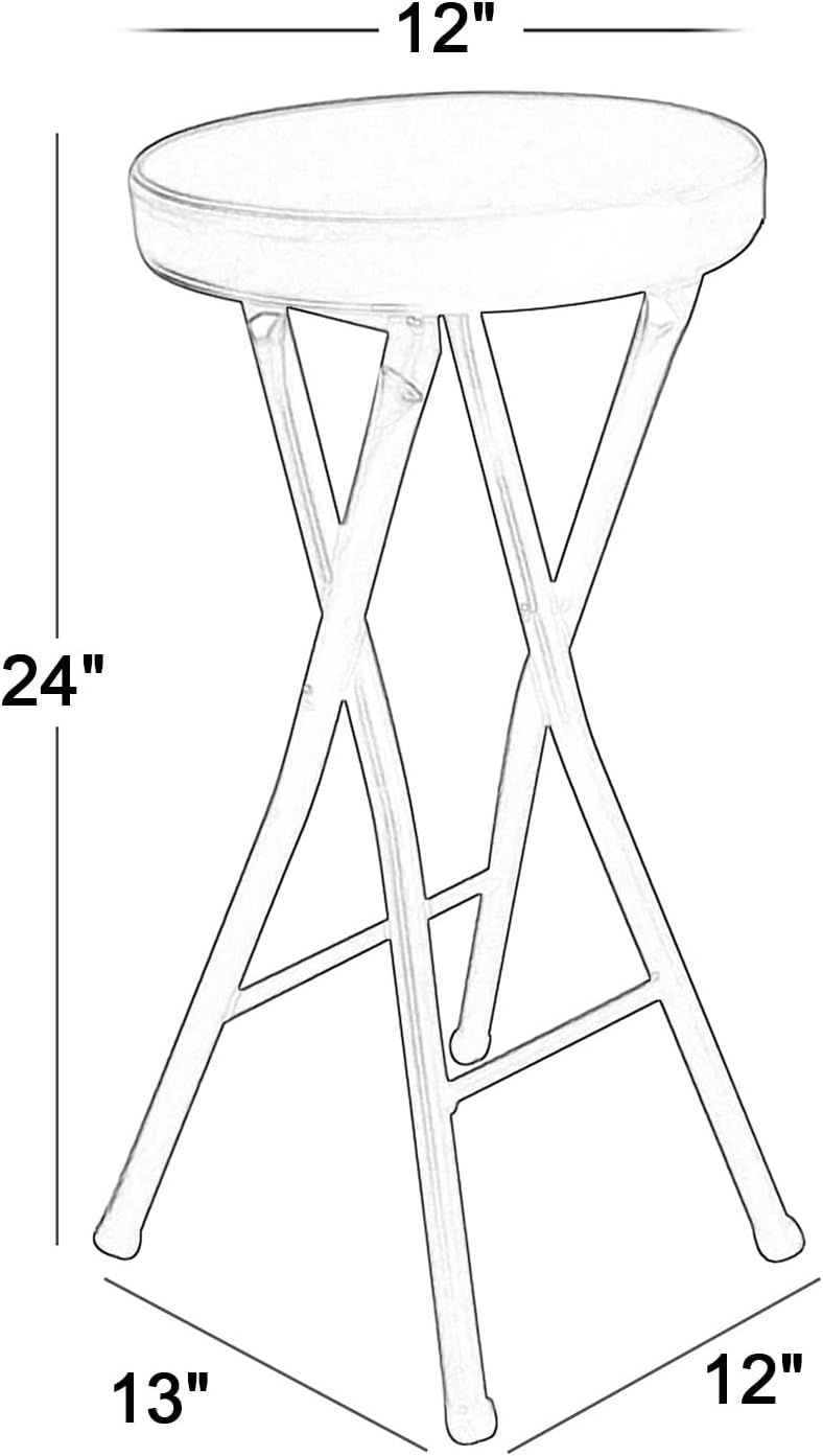 Home Folding Stool, Heavy Duty Folding bar Stool Collapsible Padded Round Stool with 300 Pound Capacity (Color : White, Size : 24in) 1