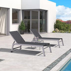 PURPLE LEAF Patio Chaise Lounge Set for 2, Oversize Seat, Grey | Reinforced aluminum frame with angled legs supports up to 320 lbs, providing solid stability without sagging or rocking
