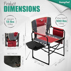 SUNNYFEEL Oversized Camping Chair Portable Directors Chairs with Side Table | Heavy Duty Folding Lawn Chair for Adults 300LBS with Compact Size, Breathable Mesh, Pocket & Carry Bag for Outdoor, Lawn, RV
