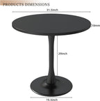 Round Dining Table 31.5" Circle Tulip Table with Wood Thickened Tabletop & Sturdy Metal Pedestal Mid Century Modern Leisure Bistro Kitchen Tables 4 People Small Places Living Room Cafe,Black