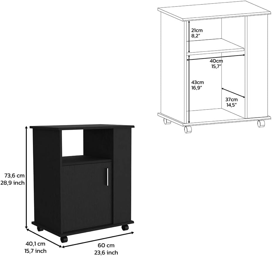 Lower Microwave Pantry 29", Single Door Cabinet, Open Shelf & Side Storage