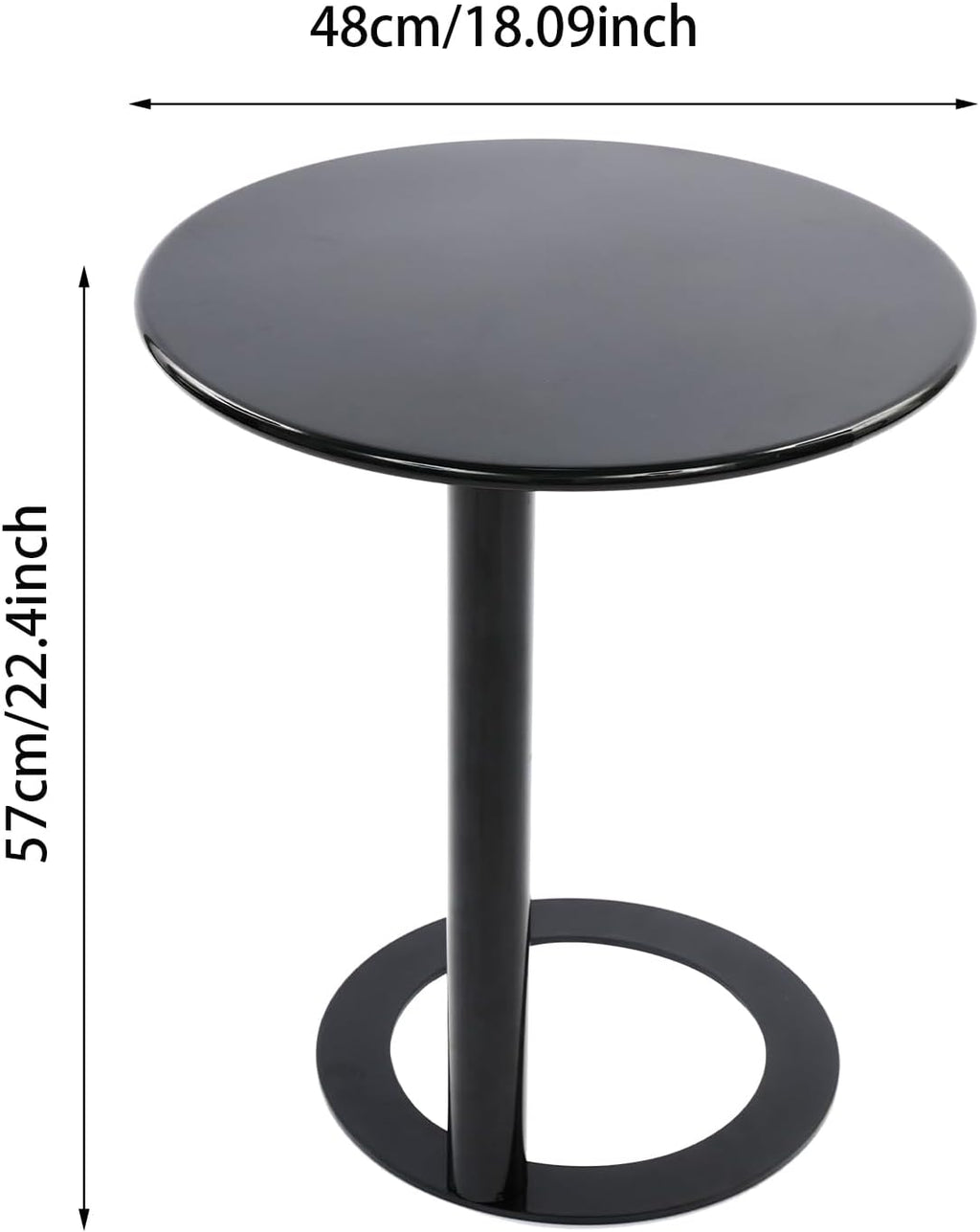 C Shaped Round Side Table, Metal End Table for Couch Sofa Bed, Small Accent Coffee Table with O Shaped Base, Modern Bedside Table for Small Space Living Room Bedroom Office (Black)