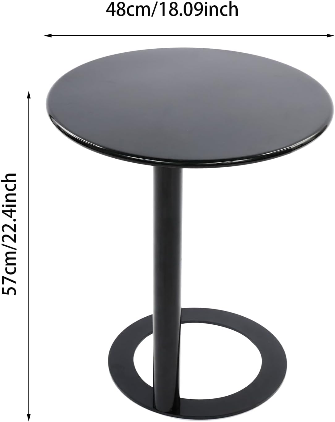 C Shaped Round Side Table, Metal End Table for Couch Sofa Bed, Small Accent Coffee Table with O Shaped Base, Modern Bedside Table for Small Space Living Room Bedroom Office (Black)