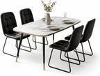 HIPIHOM 47''Dining Table Set for 4,Modern Wood Dining Table,Leather Dining Chairs 4,Table and Chairs Set of 4,Ideal for Kitchen Dining Room