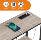 Snughome 3 Tier Narrow 29.5" Console Table with Power Outlets (Grey) | Thin Sofa Side Display Table, Small Entryway Table with 2 USB, 2 Power Outlets, Behind Couch Table, for Living Room, Hallway