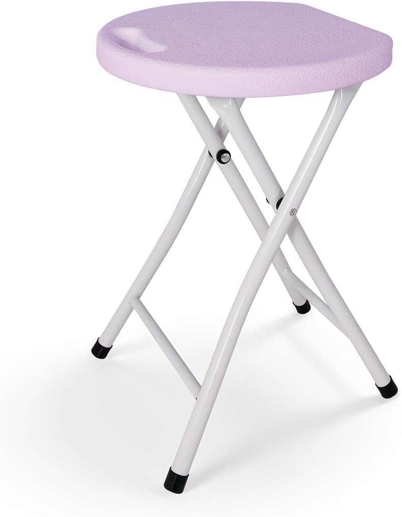 18 Inch Folding Stool with Handle | Folding Chair, 600 lbs Capacity, Portable Foldable Bar Stool, Non-Slip Feet, Collapsible Stool, Indoor Outdoor Use