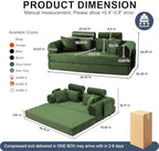 79" Convertible Futon Sofa Bed,High Back Couch for Living Room | 5-in-1 Corduroy Loveseat Sleeper, Futon Couch with Ergonomic Support & Side Storage Pocket, No Assembly,Olive Green