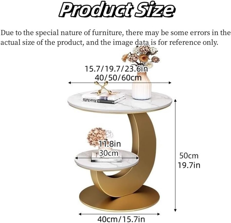 Side Tables Living Room, Corner Table, Bed Side Table, Accent Tables Living Room, Bedroom Side Table, Bedroom Couch for Small Rooms End Table(Gold,50cm-19.7in)