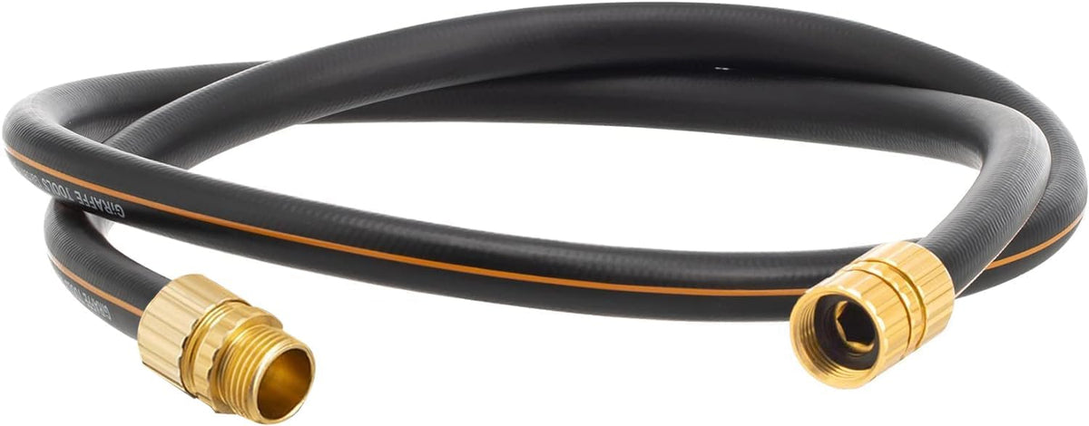 Giraffe Tools Leader Hose 5/8" x 4ft, Custom Length, No Kink, Flexible, Leakproof Water Hose, Male Female Fittings, 600 Burst PSI, 4ft, Black Orange