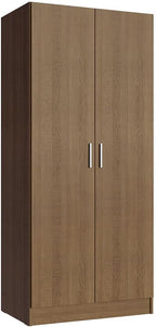 Madesa Kitchen Pantry Storage Cabinet with 2 Doors, Ample Shelf and Hanging Space 31 Inch Utility Armoire Organization Unit - Rustic