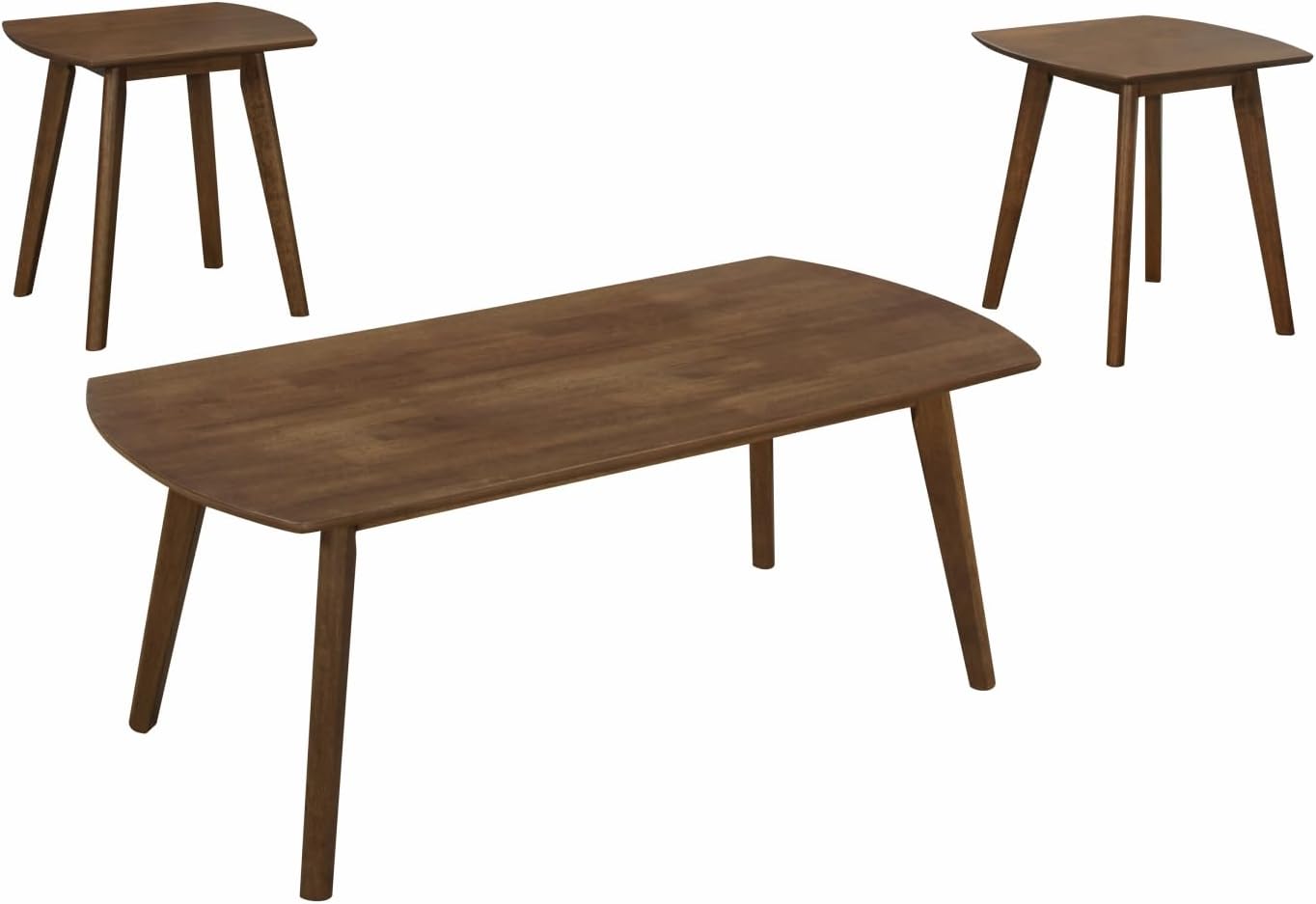 Contemporary 3-Piece Cocktail Table Set Walnut Finish Living Room Wooden Furniture