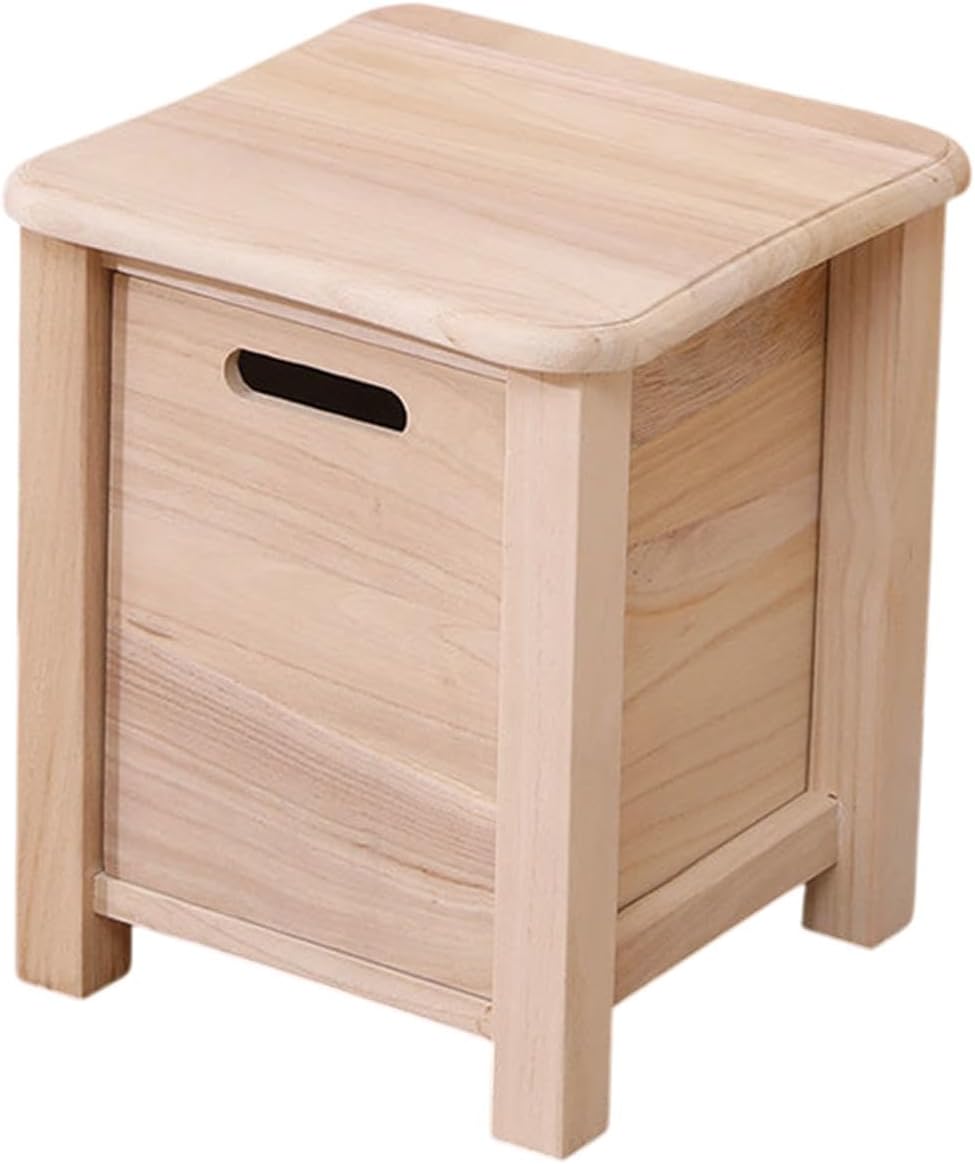 Wooden Foot Stool with Drawer Footstool Garden Display Stand Footrest Ottoman for Doorway Living Room Entryway Bedroom Dorm, 30cmx30cmx35cm