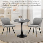Black Round Dining Table, 27.6" Tulip Table Kitchen Round Dining Table for 1-2 People with MDF Table Top and Metal Pedestal Base, Mid-Century Leisure Table for Home, Dining Room, Cafe