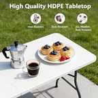 Folding Table 6 Pack, 6 FT Foldable Plastic Table with Carrying Handle, Heavy Duty Portable Fold-in-Half Utility Table for Party, Camping, Banquet, Craft, Wedding, Indoor & Outdoor Use
